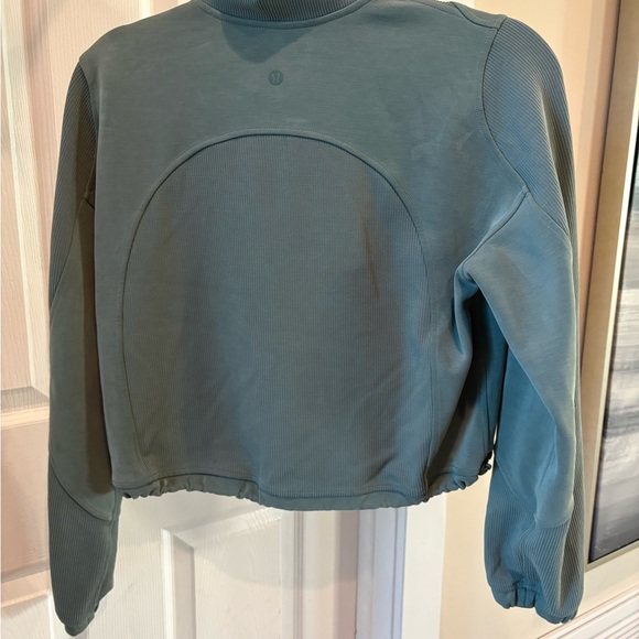 Lululemon Athletica Brushed Softstreme Half Zip Ribbed Pullover Sage Green - Picture 3 of 3